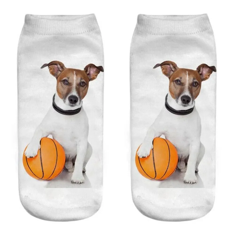 Girl Teen Socks Dog Pit Bull Basketball Whimsical Read Size New Free Shipping
